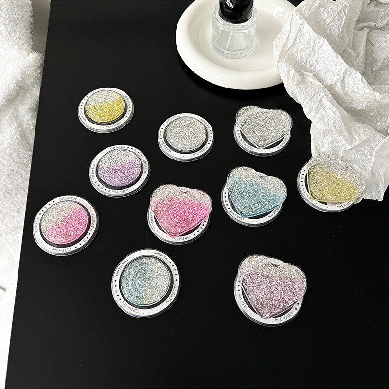 圆形闪粉爱心手机气囊支架韩国ins风磁吸magsafe背贴女小清新指环