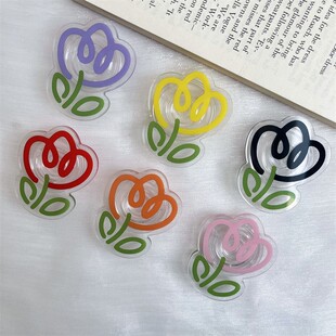 手机壳气垫支架韩国少女风郁金香支架桌面支撑支架手机壳背面粘贴