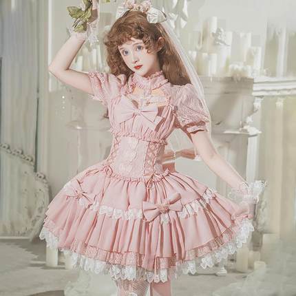 原创芭蕾公主lolita连衣裙op蝴蝶结粉嫩可爱洛丽塔蛋糕短裙