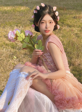 芭蕾风云朵蓬蓬裙lolita软纱裙撑少女写真纯欲甜美短裙tutu公主裙