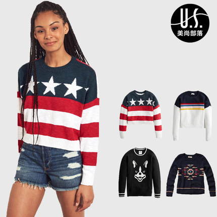 国内现货美国Hollister正品HCO美式春装女公仔针织衫时尚休闲毛衣