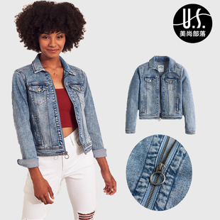 美国专柜购入正品新款Hollister女士舒适弹力牛仔外套夹克 国现