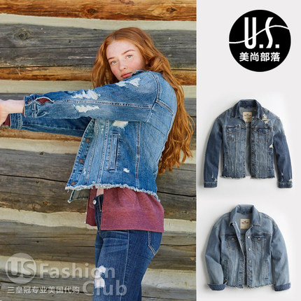 新款美国HCO正品hollister女男朋友风格牛仔服夹克外套国内现货