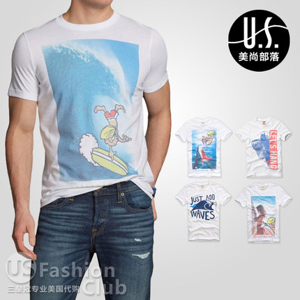 国内现货美国HCO专柜正品Hollister Co男公仔短袖T恤休闲柔棉短t