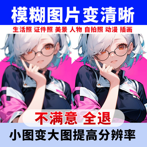 二次元动漫提高模糊图片像素无损放大修复照片变清晰度提升高清