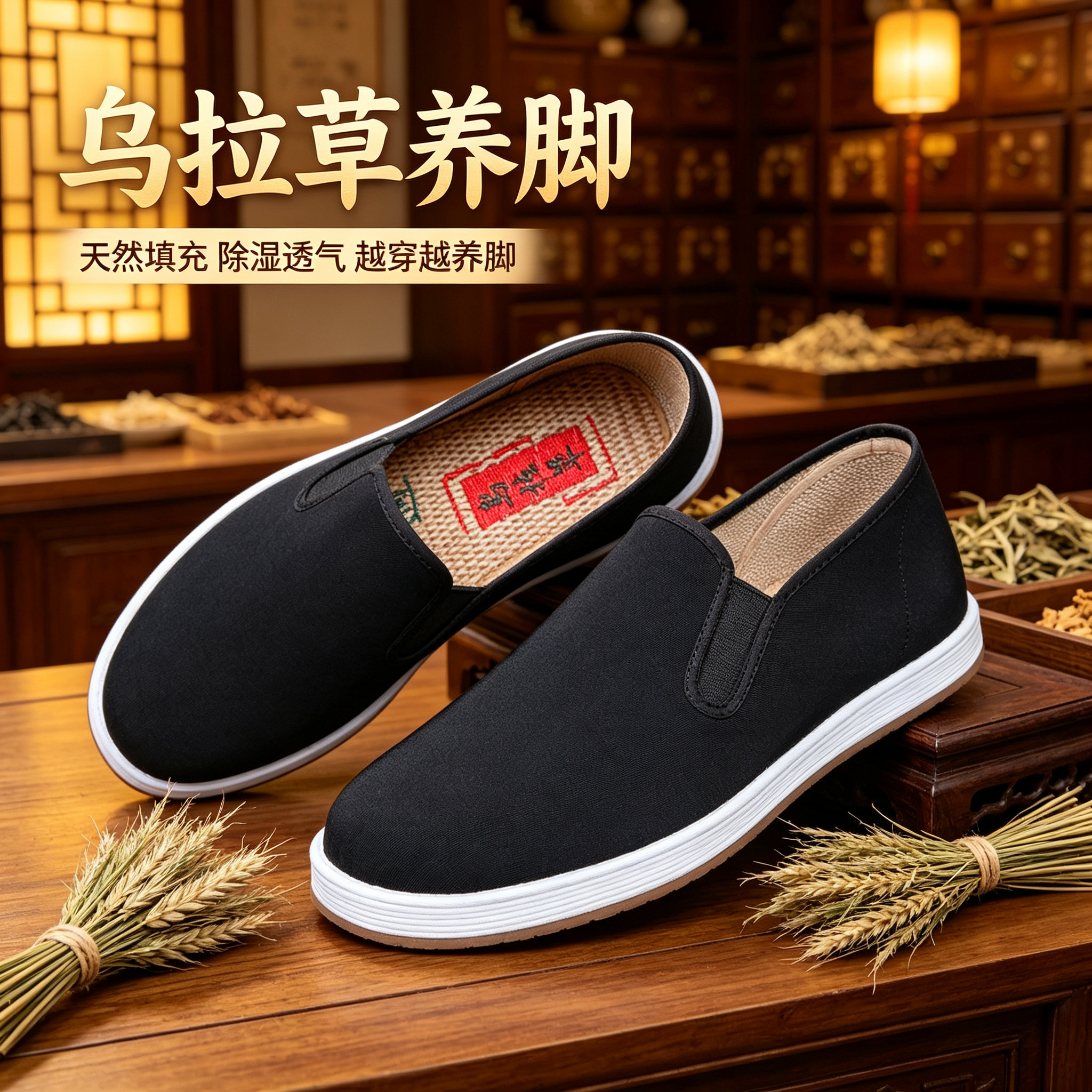 老北京男千层底一脚蹬防滑布鞋图片