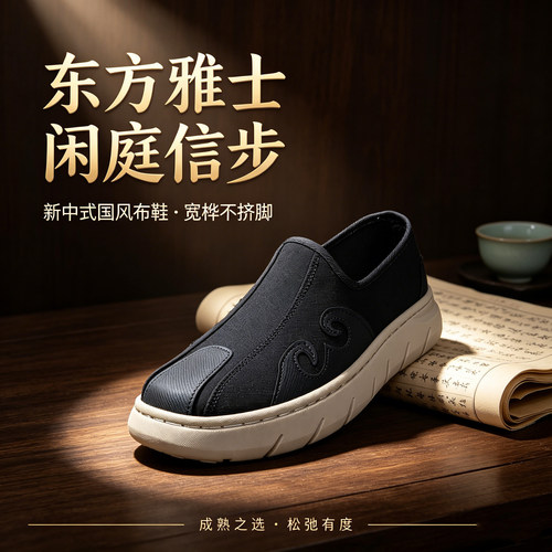 老北京布鞋男春秋透气软底汉服
