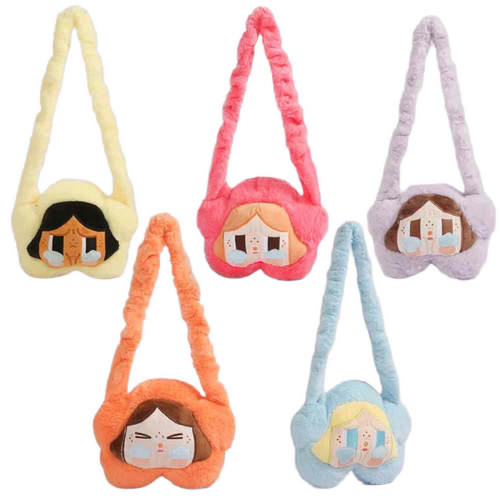 韩版可爱哭娃毛绒单肩斜挎包公仔搞怪表情包包玩偶手提包少女背包