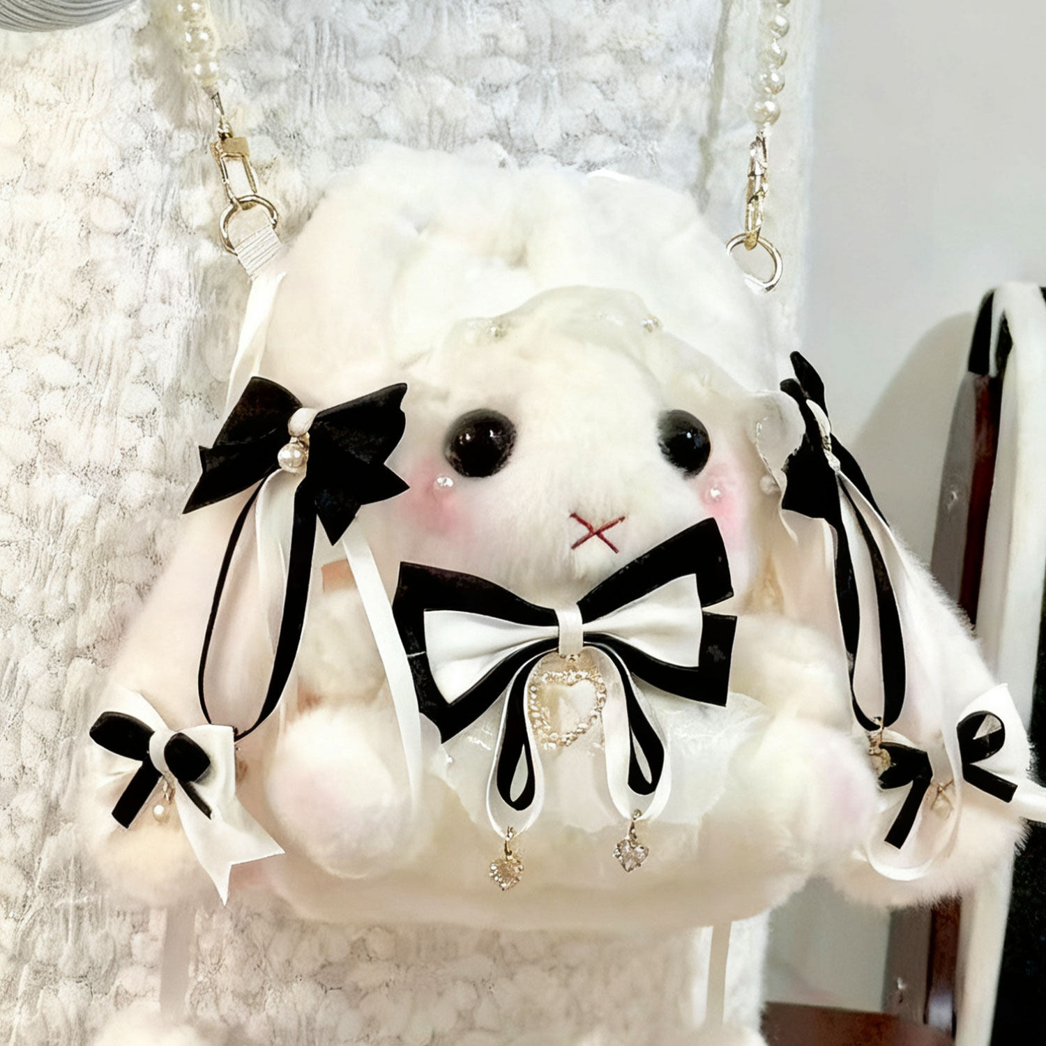 玩偶毛绒洛丽塔垂耳兔子包包lolita日系少女可爱公仔蝴蝶结斜挎包