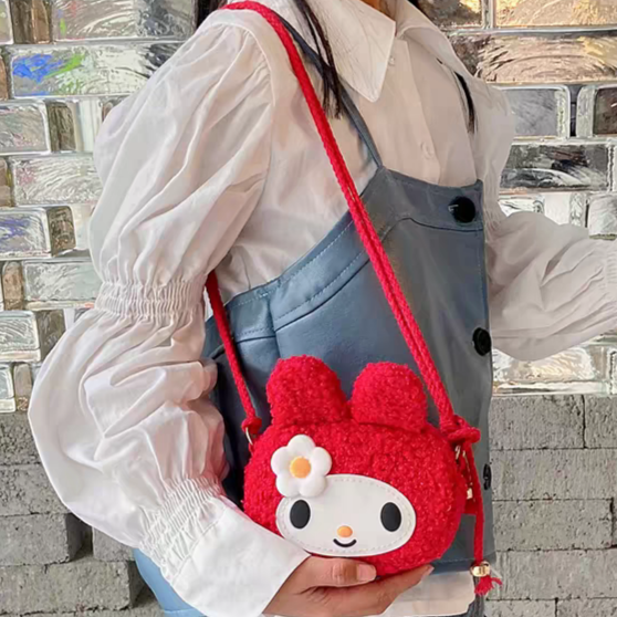 新年拜年小包包女童迷你零钱包宝宝压岁钱斜挎包红色兔子过年背包