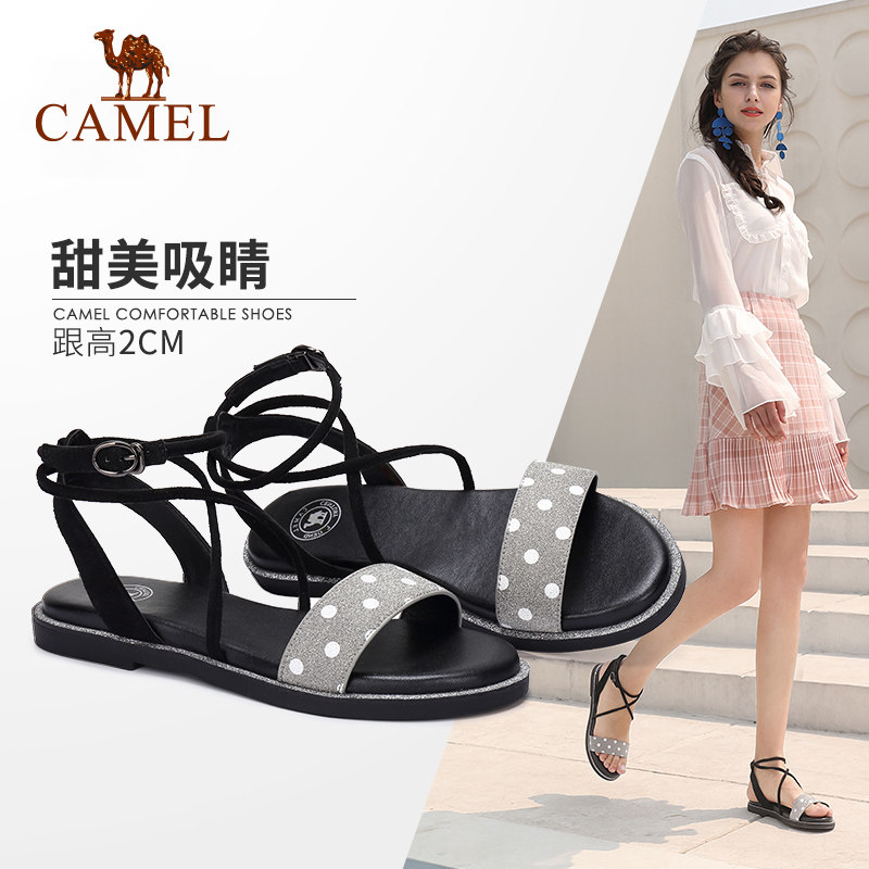 【非卖品】女鞋2020夏季新款波点平底凉鞋女一字扣带波西米亚罗马