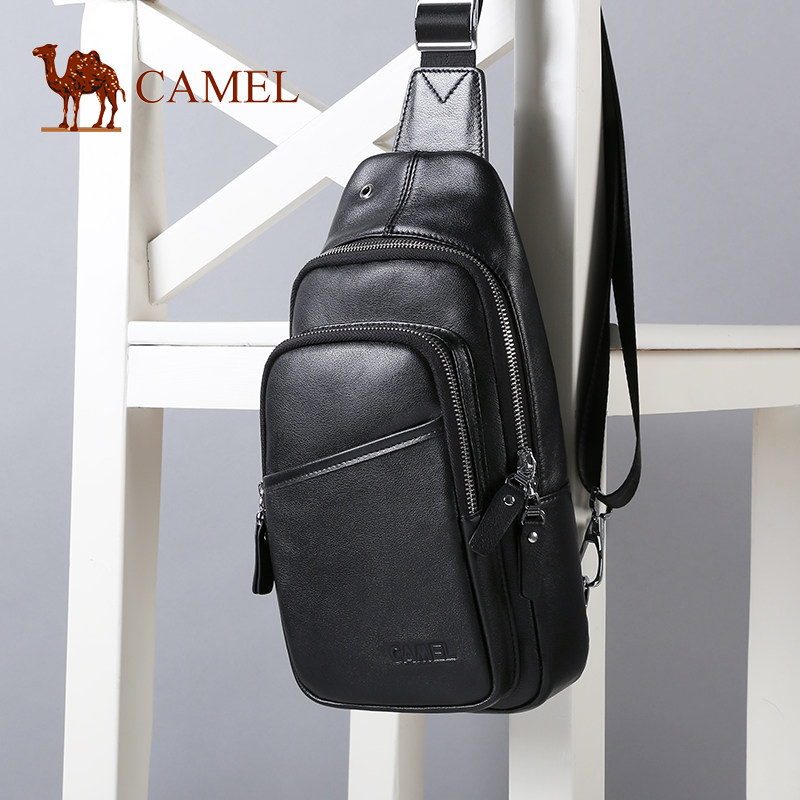 【非卖品】男包新款牛皮男士胸包韩版休闲包包男单肩斜挎拉链背包