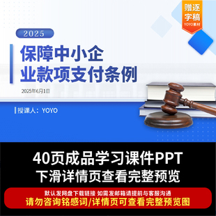 PPT成品课件《保障中小企业款项支付条例》全文学习与制定背景ppt