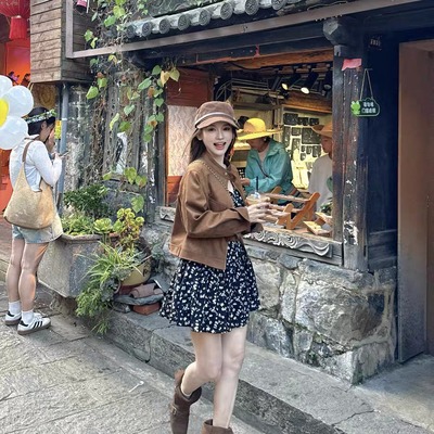 短款夹克棕色美拉德外套