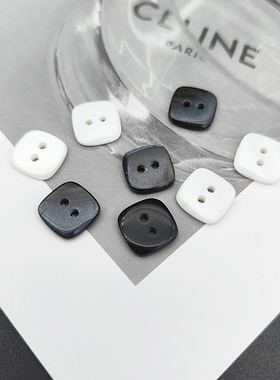 黑色白色树脂方形两眼纽扣扣子时尚衬衣外套雪纺西装手缝扣装饰扣