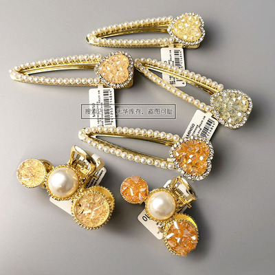 茶色钻石边夹水晶小抓夹刘海夹