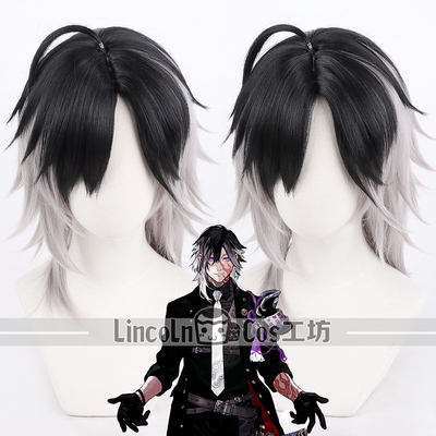 LINCOLN 刀剑乱舞 实休光忠COS假发 黑灰双色渐变 cosplay假发
