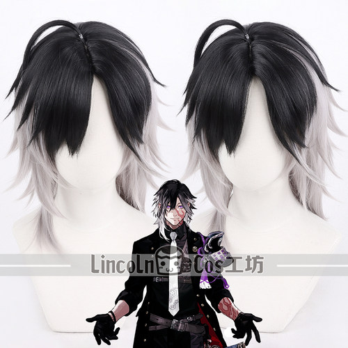 LINCOLN 刀剑乱舞 实休光忠COS假发 黑灰双色渐变 cosplay假发