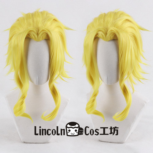LINCOLN 金色美人尖COS假发 卷鬓角 蓬松打毛角色造型cosplay假发
