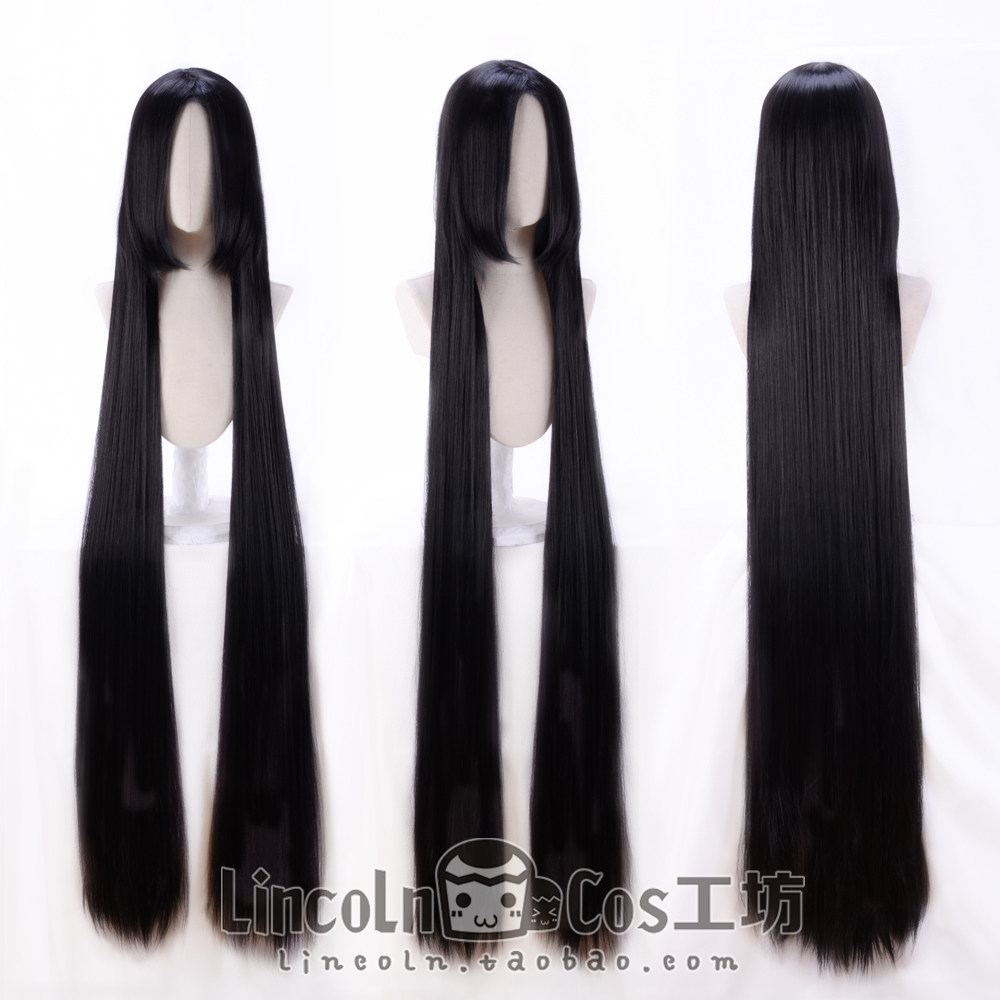 lincoln  黑色刘海中分定型cos假发 150cm万用假发 古装cos长直发
