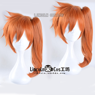 LINCOLN 拳藤一佳COS假发 本体+马尾 橘红色 角色造型cosplay假发