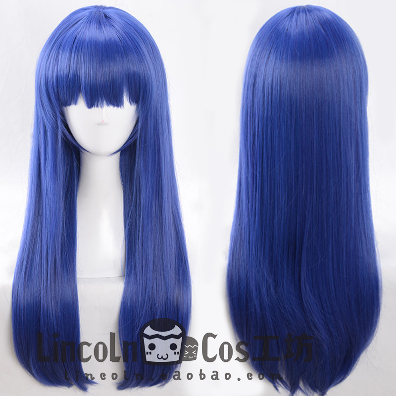 lincoln pop子和pipi美的 日常60cm 深蓝混紫色 cosplay长直假发