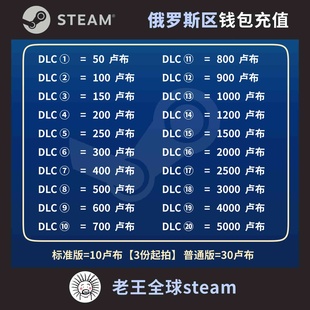 账号直充 steam俄罗斯账户充钱卢布俄区非充值卡余额交易点卡直冲