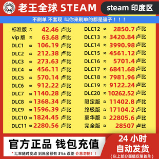 自动秒发 100 印度区Steam充值卡钱包充值码 卢比余额 INR
