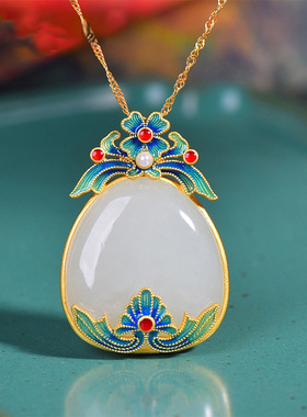 仿白玉古法金鎏金项链