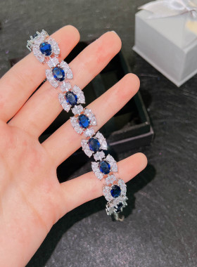 小红书推荐高定珠宝设计师款皇家蓝蓝宝石手链璀璨蓝色塞纳河手链