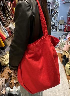 七七ost 新年新气象 大容量单肩包 正红色大帆布包