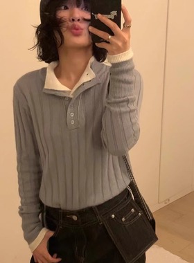 umbriel 舒适感刚刚好 套头拼接亲肤针织假两件套