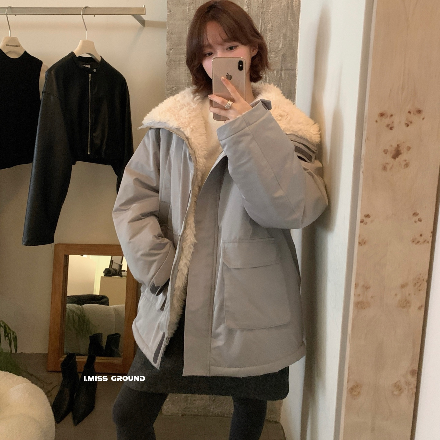 i.miss 再冷也不怕系列！2025冬季时髦中长款毛毛领棉服外套