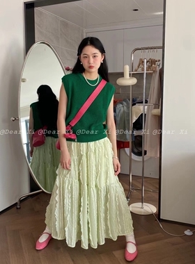 七七ost 私信问爆！设计感甜美花瓣边大摆氛围感气质百搭半身裙