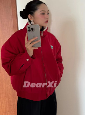 DEAR.XI 节日氛围感 百搭宽松廓形冬季加厚红色棉服外套 6085#