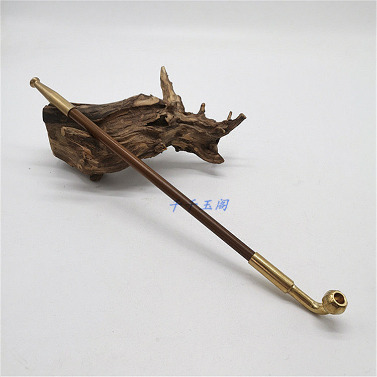 传统老式旱烟袋 大小款烟锅头 黄铜烟锅烟嘴红皮竹子烟杆女款烟具