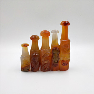 老料玛瑙旱烟嘴 俏色带皮手工雕刻一物一图 老式旱烟斗烟袋配件