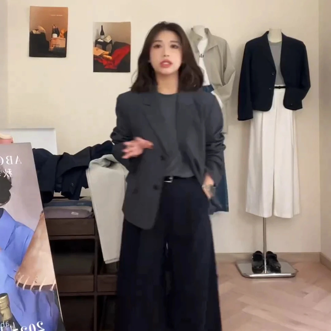 春秋时尚学院风长袖西装外套女