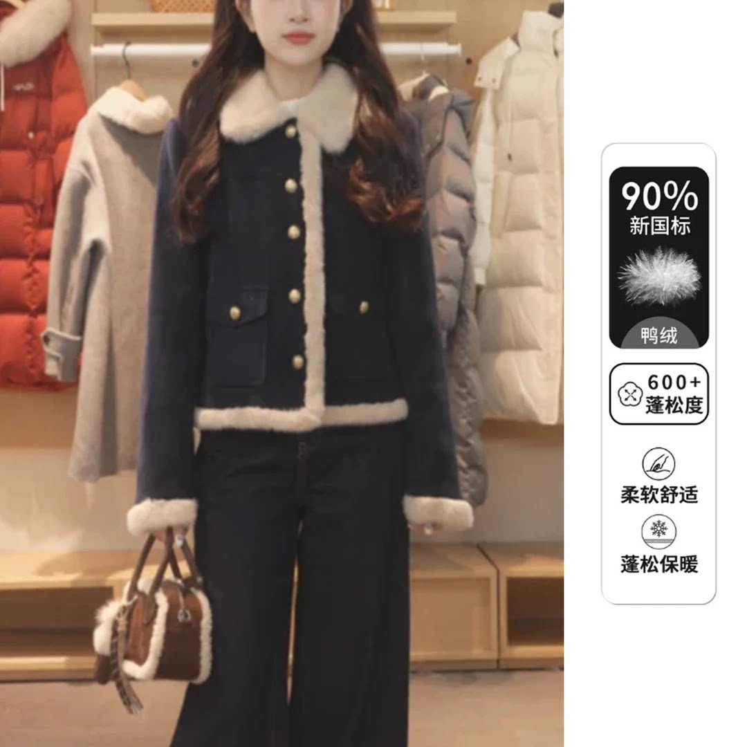 羊羔绒短外套羽绒服女2025冬季
