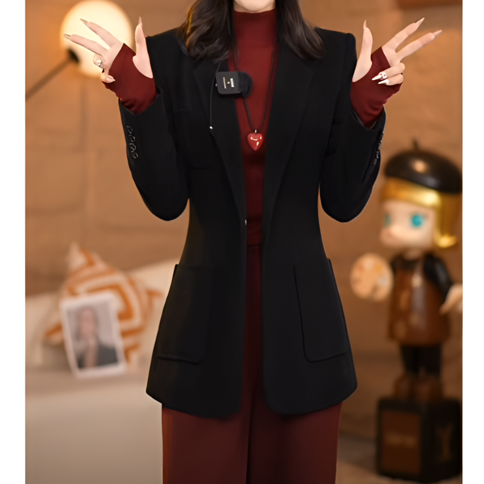 设计感后开叉西装外套女时尚气质