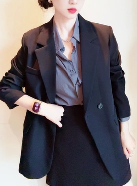 高级感西装外套女2026春秋新款时尚气质宽松显瘦黑色西服外套女