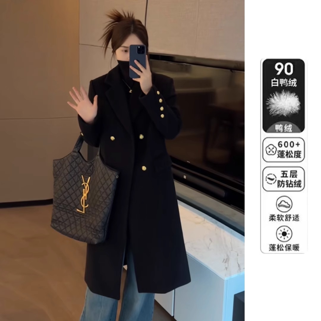 羽绒服内胆毛呢外套女中长款西装