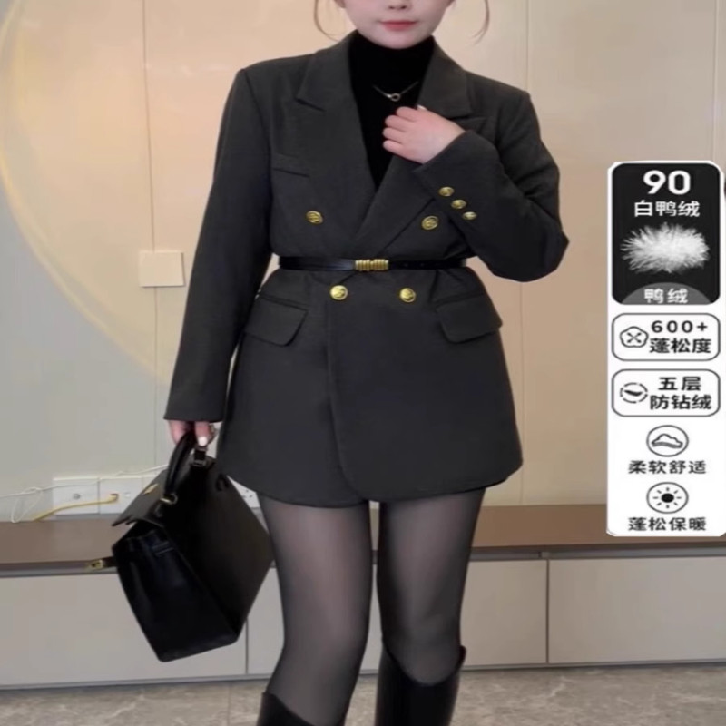 春秋毛呢西装外套女2025新款秋冬装时尚宽松气质夹棉休闲西服呢子