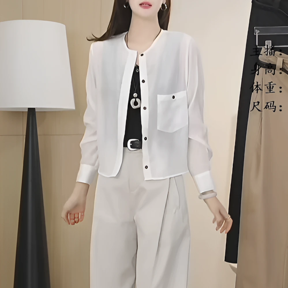 2025夏季新款韩版时尚醋酸亚麻衬衫女小个子百搭防晒天丝衬衣短款
