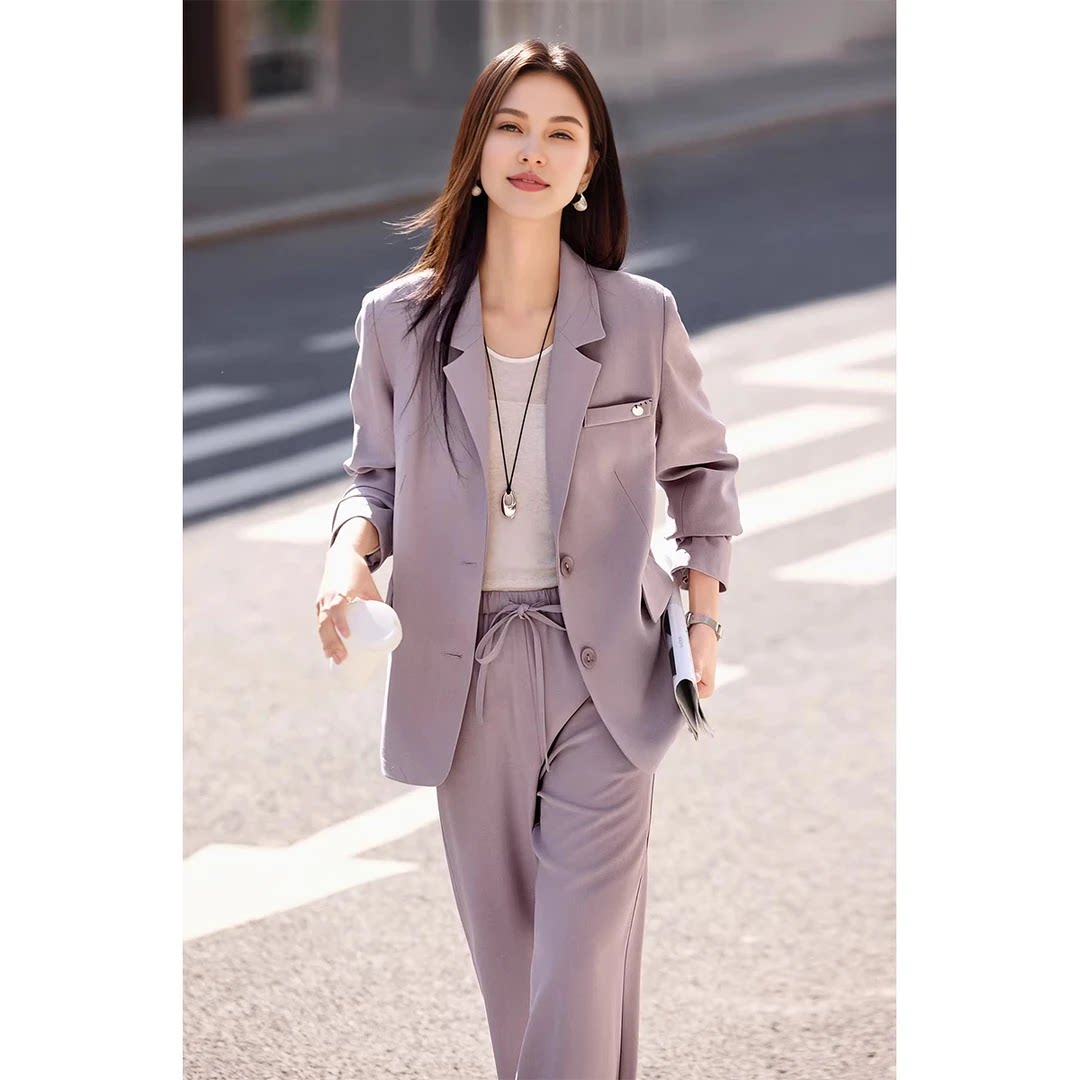 韩系气质通勤西装套装女2026春季正式场合穿搭职业休闲显瘦两件套