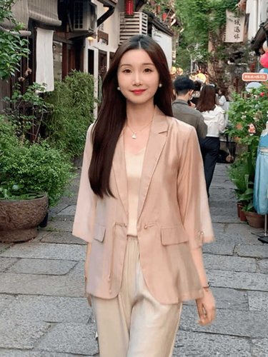 高级感天丝西装外套女