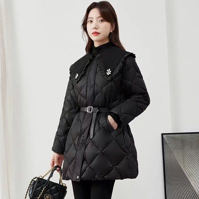 羽绒服女中长款白鸭绒保暖外套