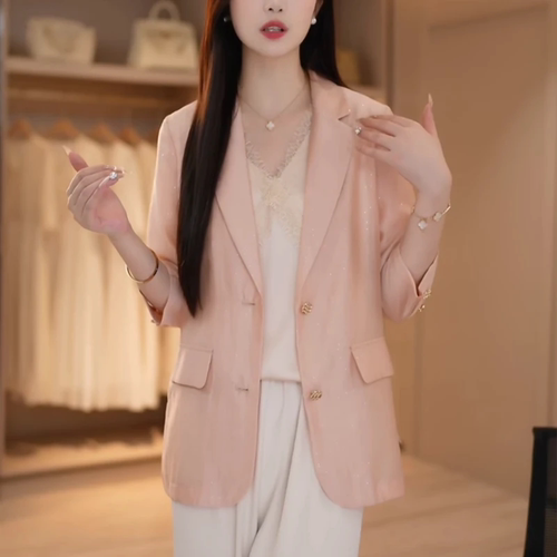 夏薄款七分袖防晒西装外套上衣女