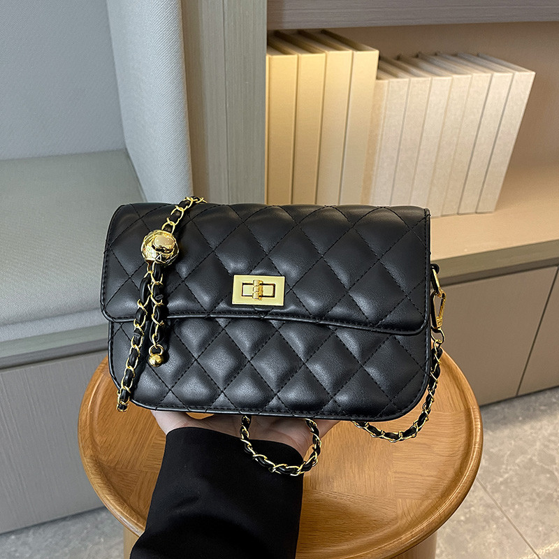 法国小众设计菱格2025时尚潮洋气链条腋下包单肩斜挎小方包包女包