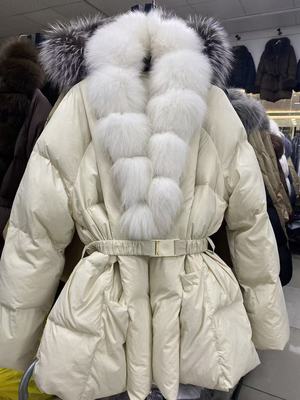 1件 高品特价 鹅绒服 真狐狸大毛领羽绒服 收腰款中长款